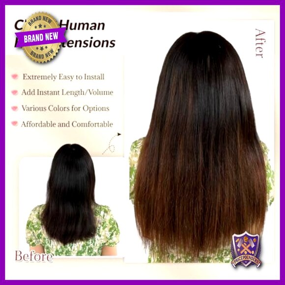 15 Inch Clip-In Human Hair Extensions, Remy Hair, Thick Full Set